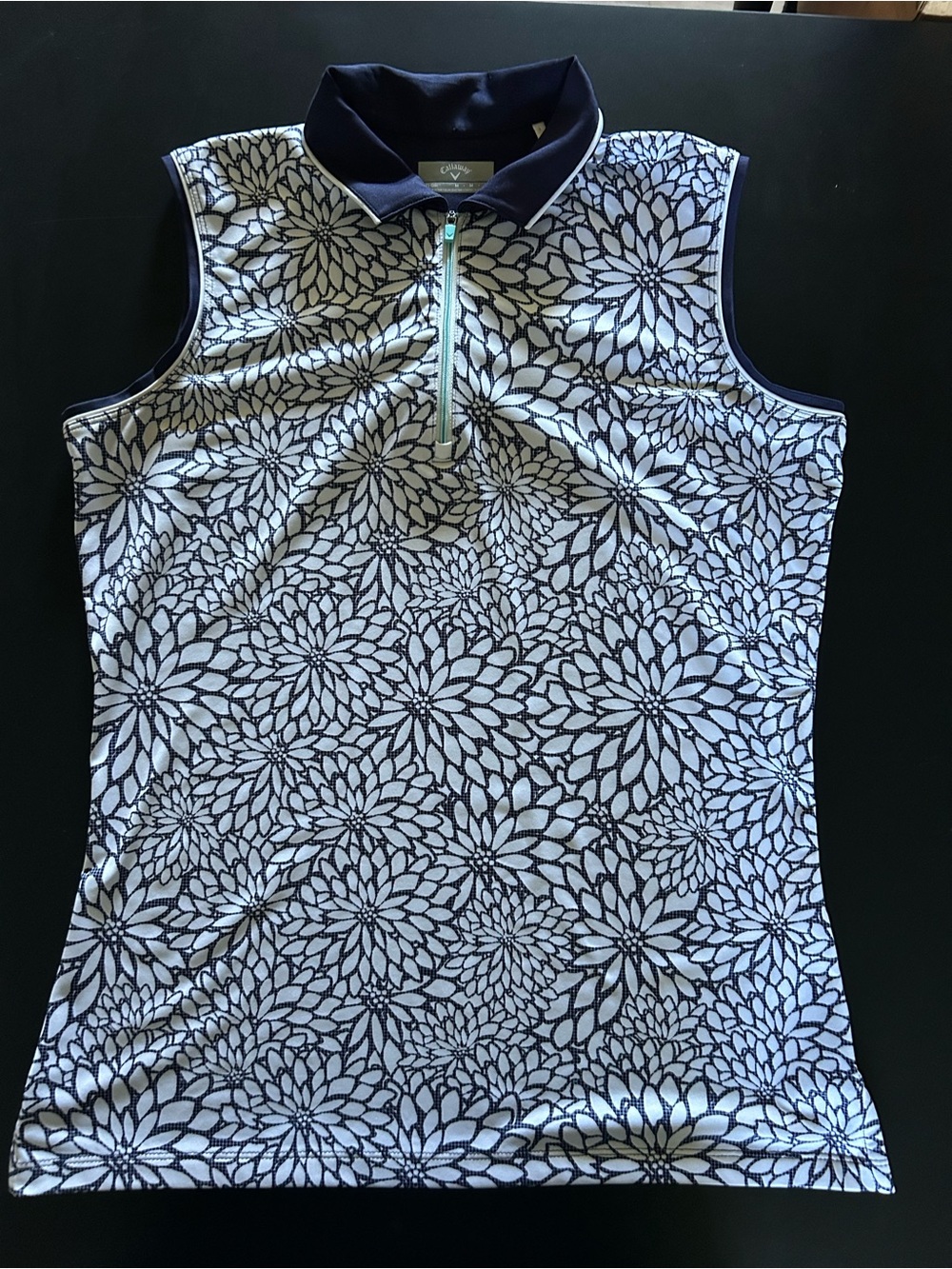Callaway Navy and White Floral-Print Zip Up